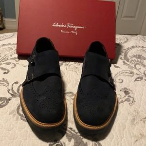 Salvatore Ferragamo Double Monk nabuck calf shoes